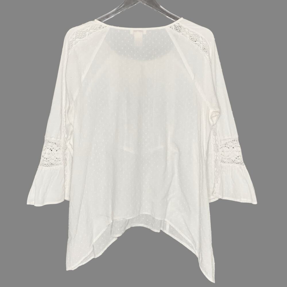 Sundance L Womens White Lace Swiss Dot Tunic Peasant Top Relaxed Whimsy - Picture 2 of 7
